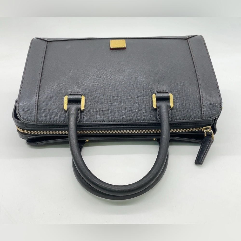 Authentic MCM Gold Hardware Leather Black 2Way Bag with crossbody strap - Picture 4 of 17